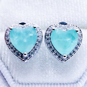 Paraiba Zircon Silver Stud Earrings